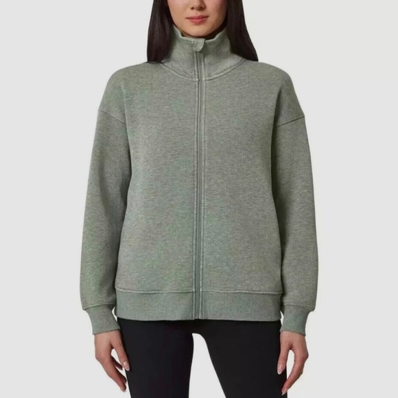 Mondetta Women's Heathered Full-Zip Fleece Jacket Heather Green Sz L Quick Ship - Picture 5 of 5